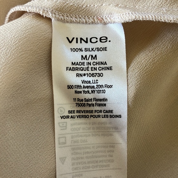 Champagne Vince Cowl Neck Cap Sleeve Silk Blouse - Picture 8 of 8